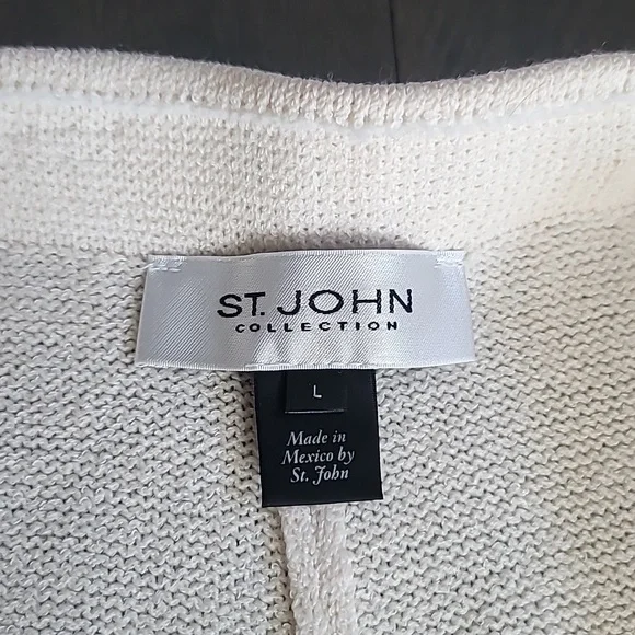 NWOT St.John Collection Ivory White Santana Knit Straight Leg Pants, size L - Picture 4 of 6